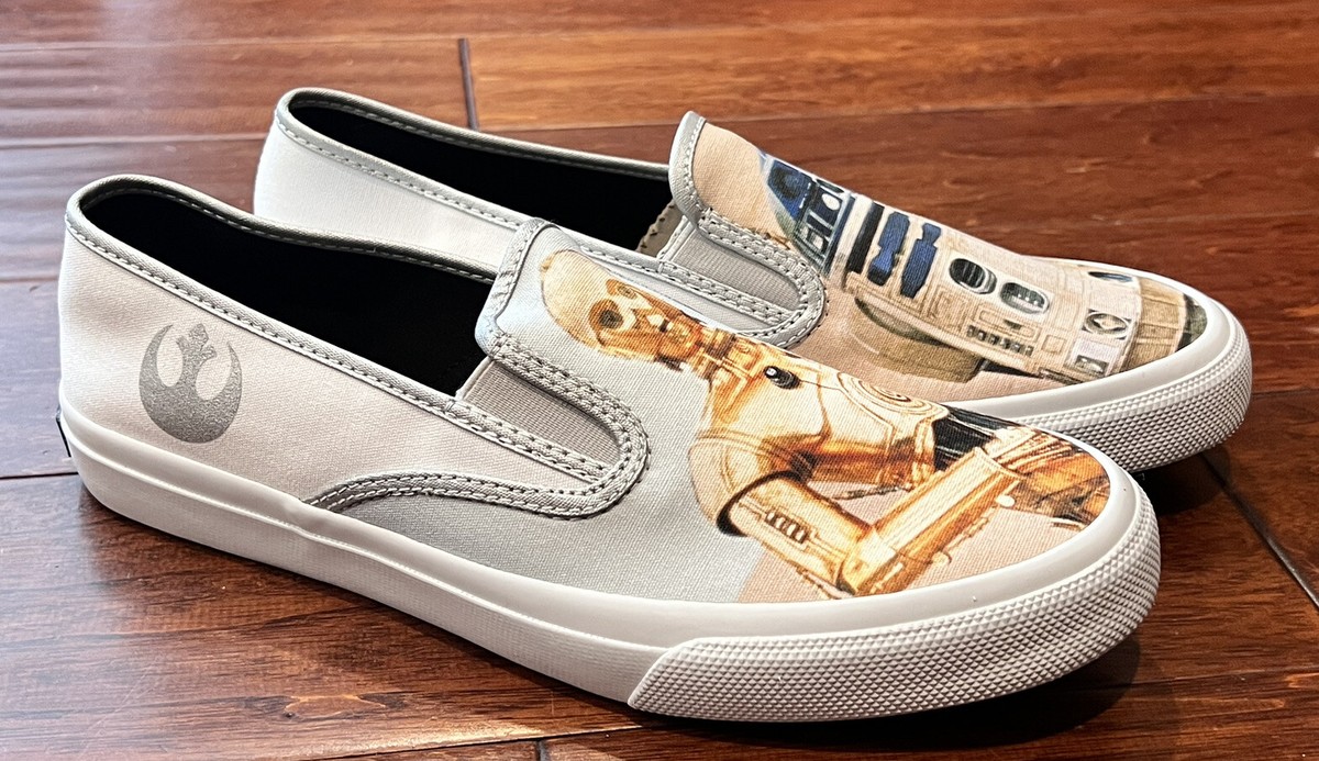 Sperry Mens Star Wars C3PO R2D2 Droids White Cloud Slip On Loafer Shoes 10  NEW