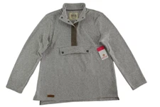 Marley Lilly NEW Heather Khaki Brown Sherpa 1/2 Snap Pullover Women L Sweatshirt