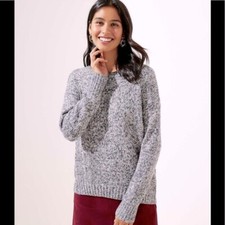Loft grey white colorful marled crew neck sweater small
