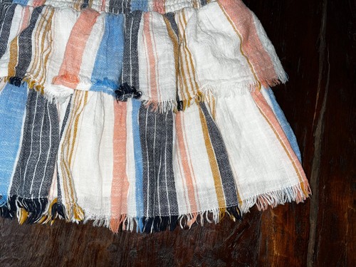 EUC Women's AERIE Smocked Tiered Ruffled Boho Striped Mini Skirt Small - Picture 2 of 5
