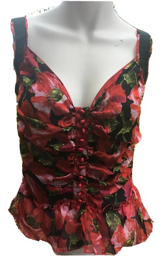 Dolce & Gabbana Red/Black Floral Silk Tunic Sheer