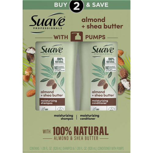Shampoo & Conditioner Suave Almond & Shea Butter Moisturizing, 28 Oz, 2 Count - Picture 2 of 11