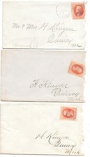 3 - Early 1880's - Allen, Michigan Covers with Scott #183 -to Quincy, MI (Pmark)