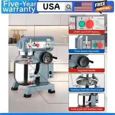 🍆15Qt 600W Commercial Food Mixer Stainless Steel Bowl Stand Mixer Safety Guard