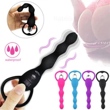 Anal Vibrator Women Men Couples Vibrating Butt Plug Beaded Adult Toys Massager