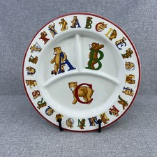 tiffany  co. alphabet bears child's divided plate vintage 1994 japan 8 1/2"