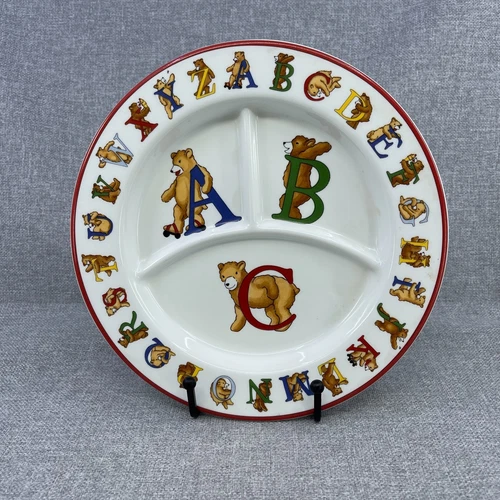 tiffany & co. alphabet bears child's divided plate vintage 1994 japan 8 1/2"