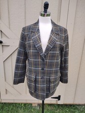 VTG Pendleton Blazer 100 Virgin Wool Womens 12P Academic Career Plaid Coat USA