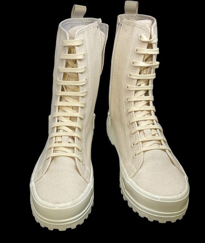 Stivali SUPERGA stile S6116DW-AFP taglia 9,5 donna uomo 8 stivali stringati beige tela
