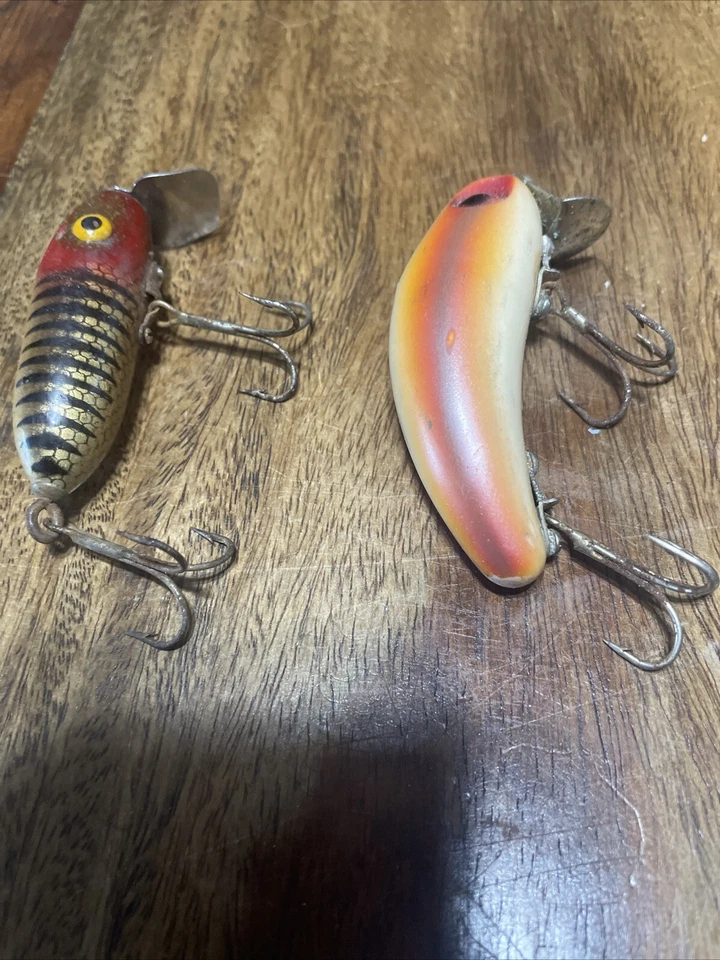 Señuelos de pesca Crankbait vintage. Rinehart Jinx + Miracle Minnow. Wright & McGill Foto 2 de 4