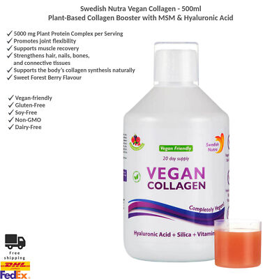 Swedish Nutra Vegan Collagen Booster with Vitamins, MSM & Hyaluronic Acid 500ml