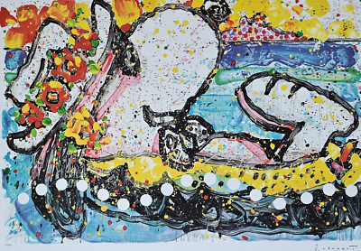 TOM EVERHART Chillin Snoopy dog PEANUTS Hand signed Lithograph