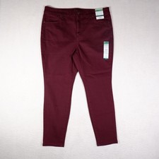 NWT Terra & Sky Women's Jeans High Rise Skinny Burgundy 16W Petite