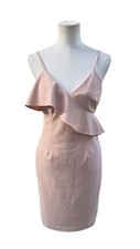Calvin Klein Blush Pink Ruffle Strap Midi Sheath Dress Size 4 Wedding Guest