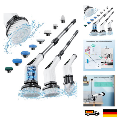 Elektrische Reinigungsbürste 8 Bürstenköpfe 137cm Griff Schn