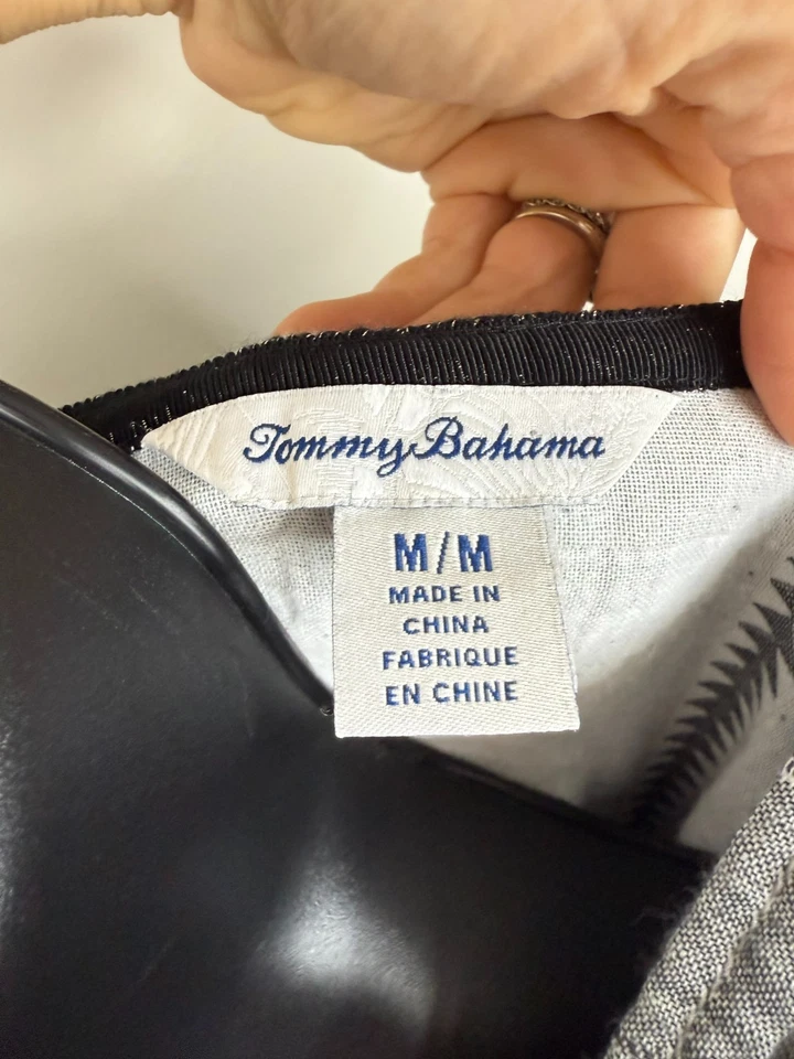 Tommy Bahama Mujer Bordado Capucha Boho Top Gris Talla Mediana Acogedor Foto 3 de 4