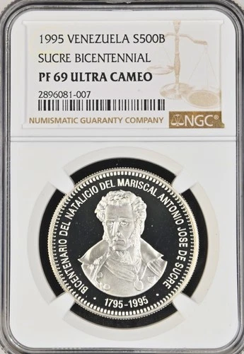1995 Venezuela 100 Bolivares Sucre Bicentennial Y#72 S500B NGC PR69DCAM Proof