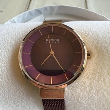 Orologio da polso BERING Solar donna cassa 31 mm oro rosa cinturino a rete marrone 14631-969