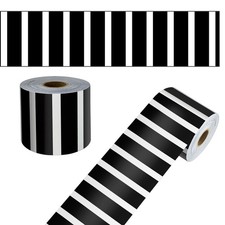 Carson Dellosa 65Ft of Black and White Stripes Bulletin Board Borders, 1 Roll of