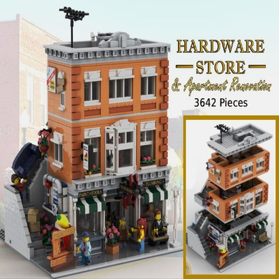 #ad #ad MOC Hardware Store amp; Upper Apartment Modular Building Set 3642PCS City Bricks $159.90