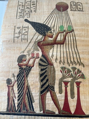 Egyptian Genuine Papyrus, King Akhenaten and his Family (2 SETS) Different dress