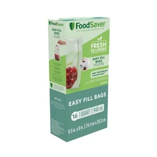 FoodSaver Easy Fill Vacuum Seal 1 Quart Bags, 16 Count