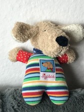VINTAGE SIGIKID FLOBBO HUND FROTTEE GESTREIFT BUNT aus SAMMLUNG #229 SELTEN!