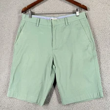 J. Crew Men's Flat Front Chino Shorts Green Cotton Size 33 Style 14054 Preppy