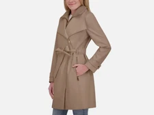 Halston Nude Lined Belted Trench Coat Size L
