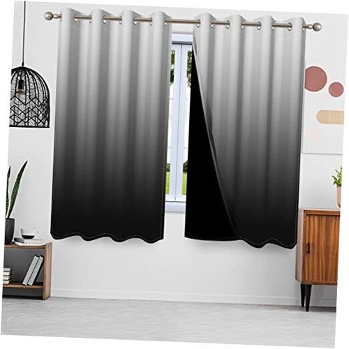 Ombre Black Blackout Curtains for Bedroom Living Room Gray Black Gradient