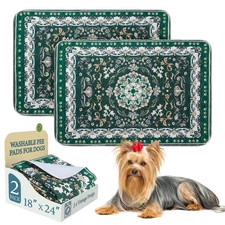 Washable Puppy Pee Pads for Dogs with Pheromones (Green 18" X24" 2 Pack), Traini