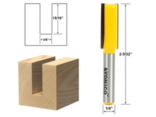 3/8" Diameter X 15/16" Height Straight Router Bit - 1/4" Shank - Yonico 14157q