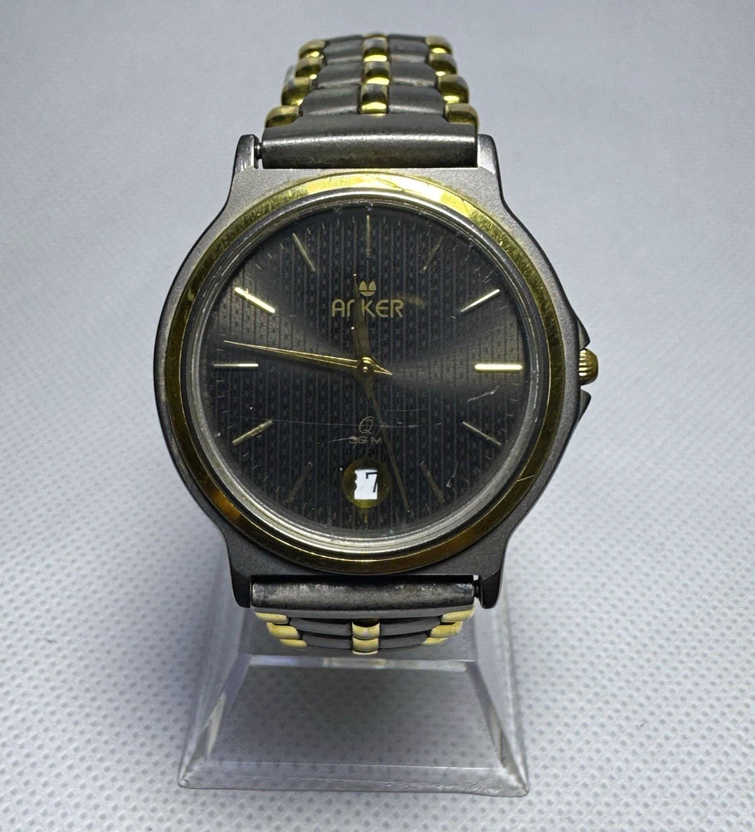 Reloj de pulsera Anker cuarzo titanio bicolor oro/plata negro fecha 3 ATM
