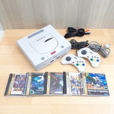 SEGA SATURN CONSOLE JAPAN WHITE Bundle with 2 Controllers & 5 Games HST-3220