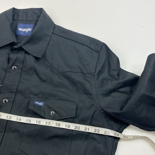 NEW Wrangler Men's Cowboy Cut Western Pearl Snap Solid Shirt Black Men’s Large - Picture 9 of 9