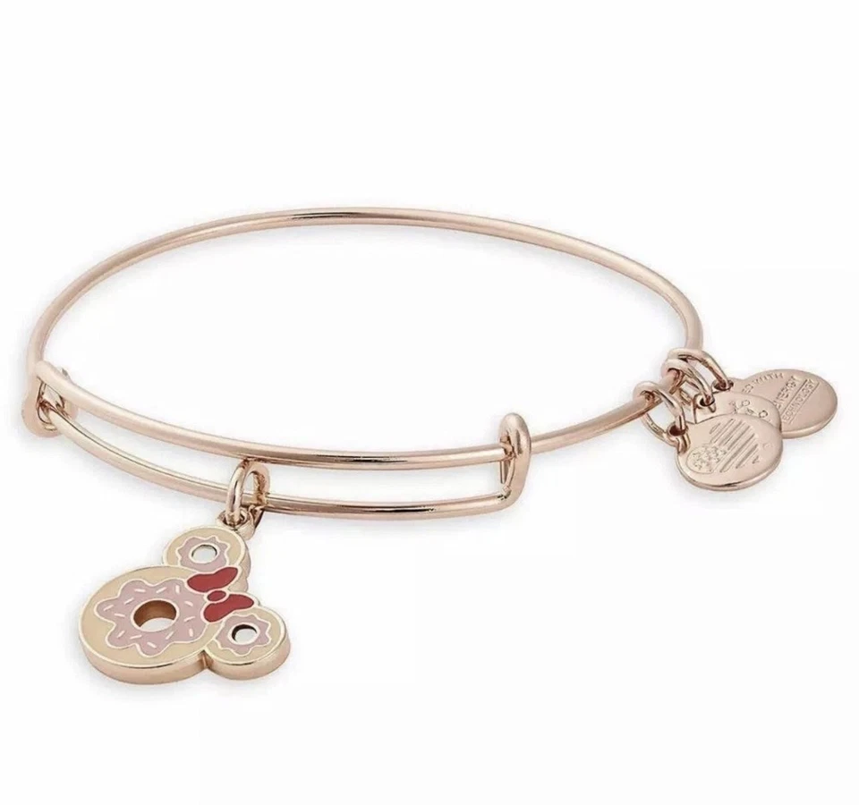 Pulseira expansível ouro rosa rosquinha Minnie Mouse parques da Disney Alex and Ani EUA - Imagem 2 de 3