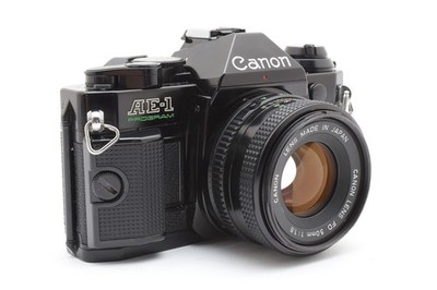 Canon Ae-1 Program Black Slr Film Camera New Fd 50mm F1.8 【N.Mint