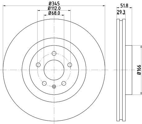 HELLA 8DD 355 128-731 BRAKE DISC Front (SINGLE)