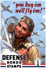WWII You Buy Em We'll Fly Em 1942 Defense Bonds Poster Wall Art Retro