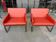 Fabien Baron for Bernhardt B.3 Lounge Chair -2005 Original Orange Patent Leather