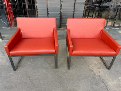 2005 Bernhardt Design Fabien Baron B.3 Lounge Chair -Original Red/Orange 