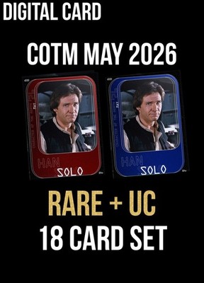 COTM CHARACTER OF MONTH HAN SOLO RARE+UC 18 CARD SET TOPPS STAR WARS CARD TRADER