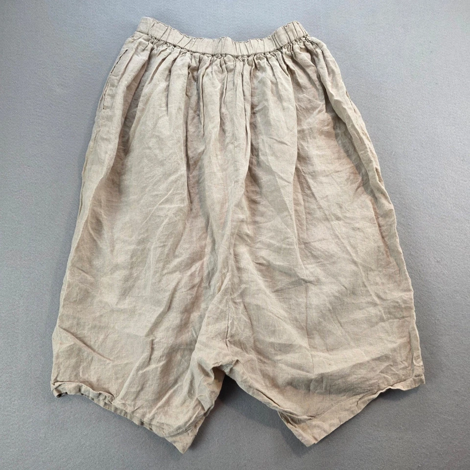 Calça gota balão de linho Comme des Garcons bege dourada feita no Japão Md - Imagem 3 de 4