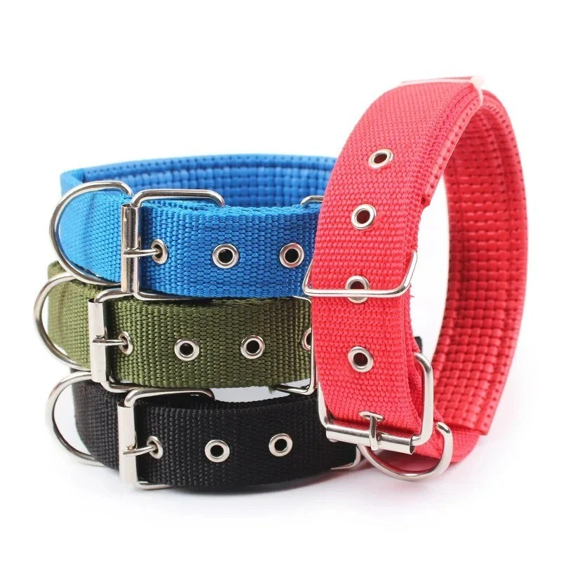 Collar de nailon ajustable para perros pequeños medianos grandes elegante collar sólido para mascotas Foto 3 de 4