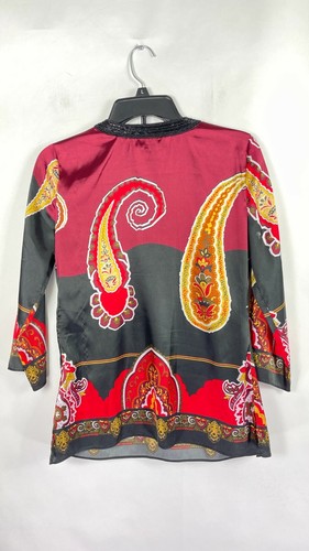 INC Women's Blouse Black Petite Size 4P Split-Neck Paisley Print Stretch $69. - Picture 9 of 10