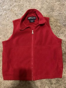 Lands' End Womens Fleece Vest Medium Red Full Zip Solid Red Size M | eBay