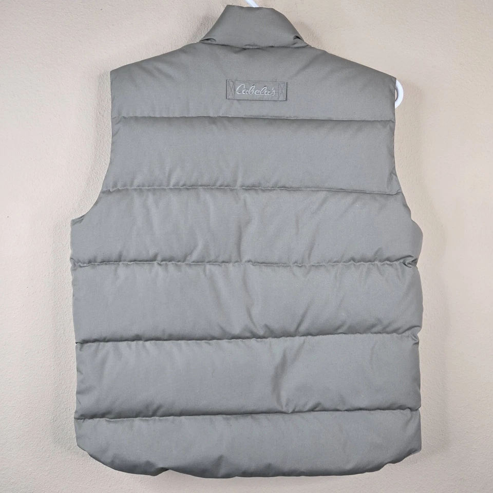 Cabelas Vest Mens Medium Beige Premier Goose Down Puffer Quilted Northern Zip - Image 3 of 4