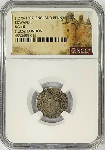 1279-1307 England Silver Penny Edward I NGC VG 10