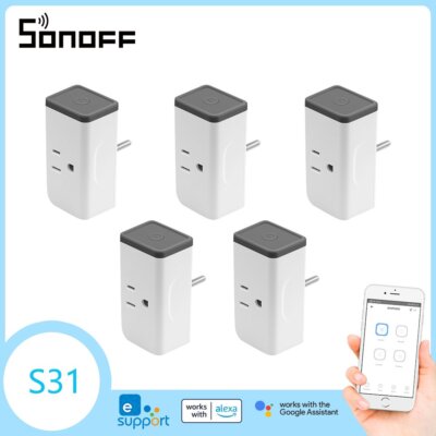 5PCS S31 US Smart Plug WIFI Socket Switch Power Monitoring Wireless APP Control