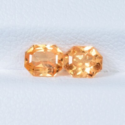 1.02 Cts Best Luster Fanta Orange Natural Mandarin Garnet Fancy Octagon Pair..!!